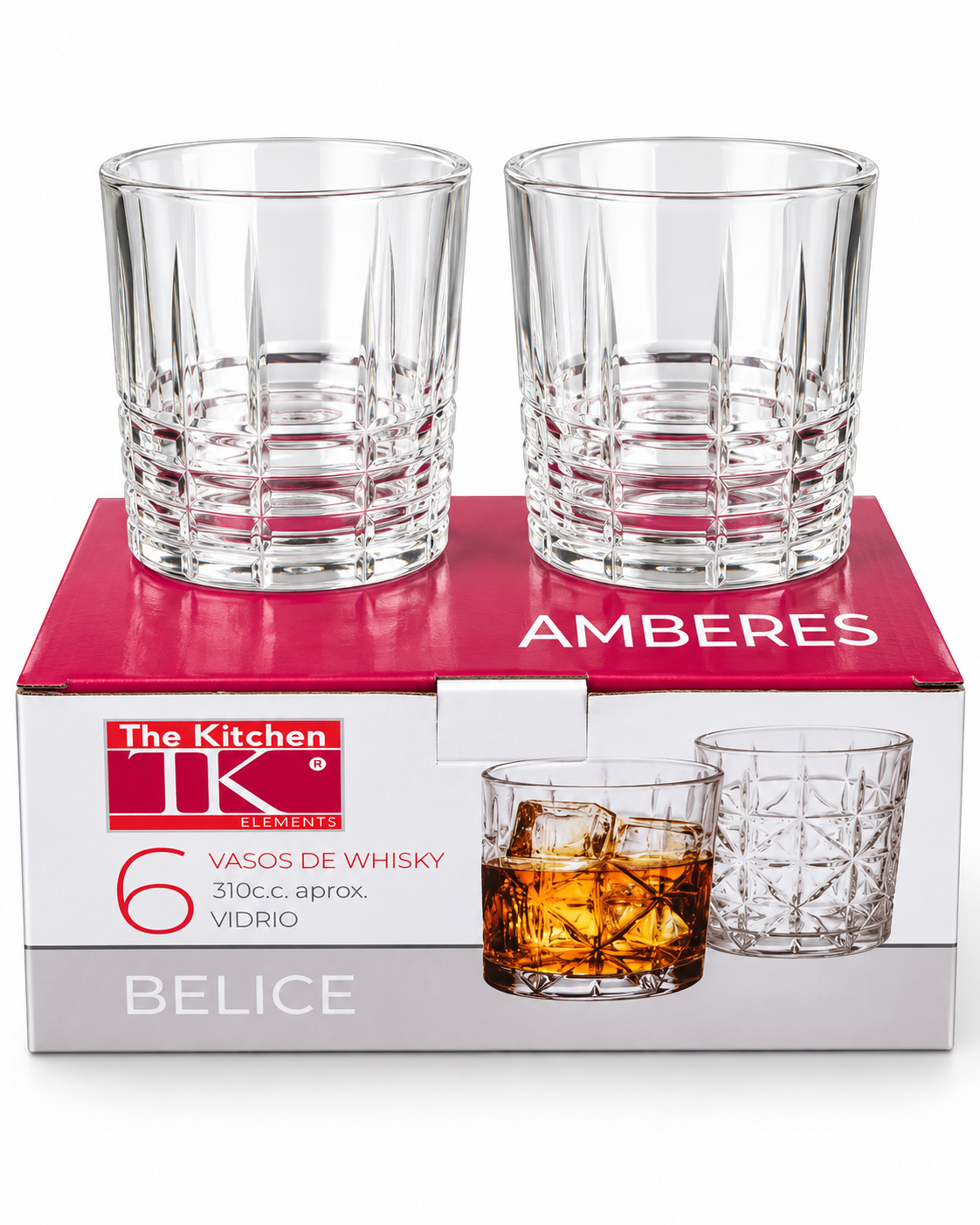 SET X6 VASO WISKY 333CC AMBERES — miniatura 2