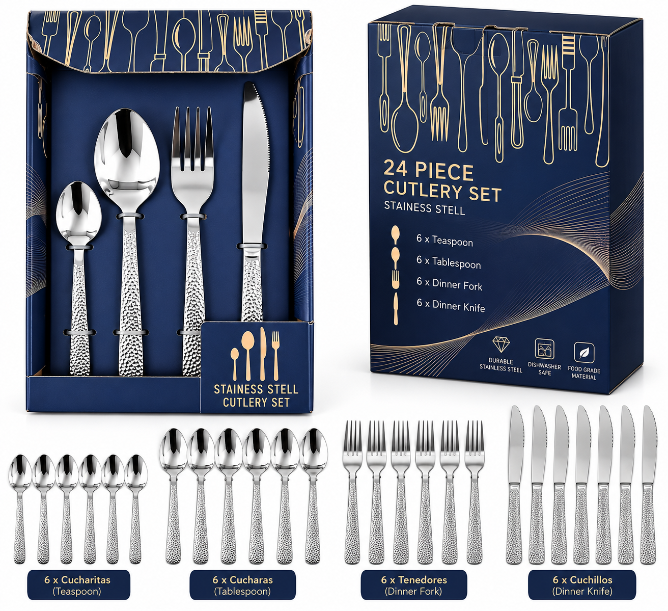 SET CUBIERTOS 24PCS ACERO S-UT24 — miniatura 2